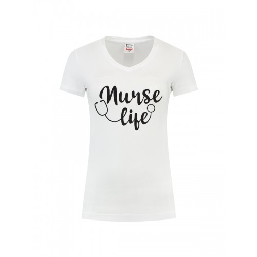 Dames T-Shirt Nurse Life Wit